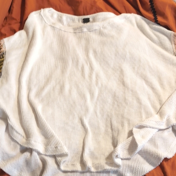 We The Free White and Gold Patchwork Blouse - Picture 5 of 5